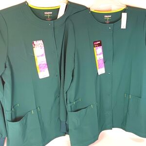 2 Large Scrubstar Active Green Scrub Jackets - New